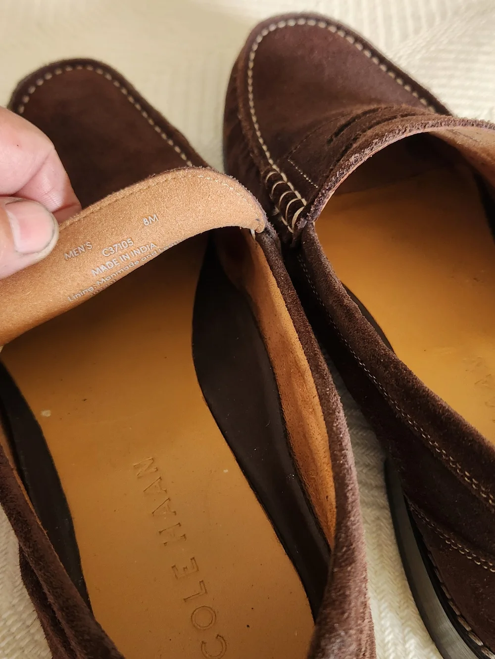 Cole Haan Men's Brown Suede Penny Loafers